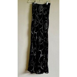 Lola P. Maxi Skirt Women’s Small Black Cream Ruffled Hem Bohemian Reversible